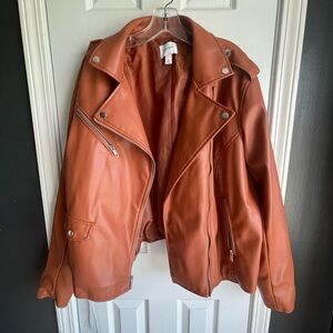 Nine West Women's Rust Faux Leather Jacket